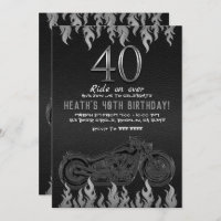 Black Leather Silver Motorrad 40TH 40 Geburtstag