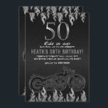 Black Leather Silver Motorrad 50. 50 Geburtstag Einladung<br><div class="desc">Anpassen für jedes Ereignis</div>