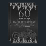 Black Leather Silver Motorrad 60TH 60 Geburtstag Einladung<br><div class="desc">Anpassen für jedes Ereignis</div>