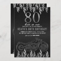 Black Leather Silver Motorrad 80TH 80 Geburtstag