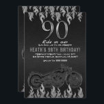 Black Leather Silver Motorrad 90TH 90 Geburtstag<br><div class="desc">Anpassen für jedes Ereignis</div>