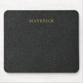Black Leather Texture Background with Custom Name Mousepad (Vorne)
