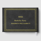 Black Leather Texture Birthday Party Gold Foil Gästebuch (Rückseite)