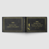 Black Leather Texture Birthday Party Gold Foil Gästebuch (Voll)