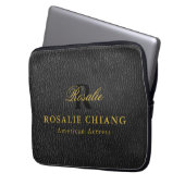 Black Leather Texture Custom Laptop Sleeve Design (Vorderseite Links)