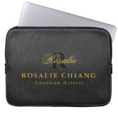 Black Leather Texture Custom Laptop Sleeve Design (Vorderseite)