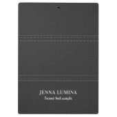 Black Leather Texture Gray Text Klemmbrett (Rückseite)