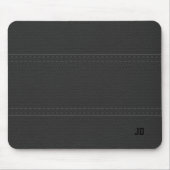 Black Leather Texture Gray Text Mousepad (Vorne)