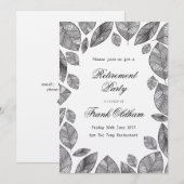 Black Leaves Modern Hand Drawn Botanical  Einladung (Vorne/Hinten)