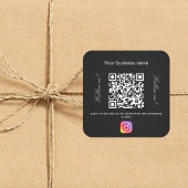 Black Leder Firmenname qr Code Instagramm Quadratischer Aufkleber