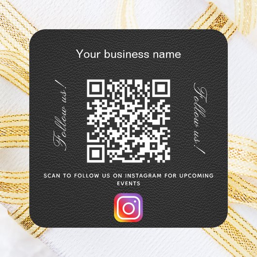 Black Leder Firmenname qr Code Instagramm Quadratischer Aufkleber