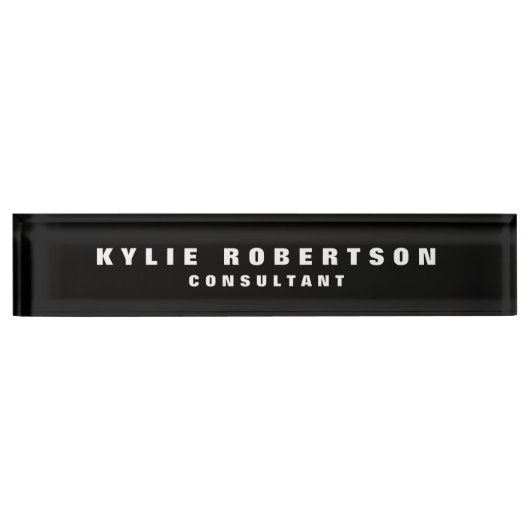 Black Legible Beruflich Trendy Modern Namensplakette (Vorderseite)
