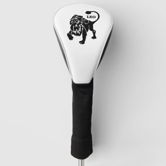Black Leo Lion Zodiac Golf Headcover (Vorderseite)