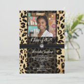 Black Leopard Animal Print Foto 2019 Abschluss Einladung (Stehend Vorderseite)
