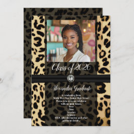 Black Leopard Animal Print Foto 2019 Abschluss Einladung