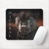 Black Leopard Big Cat Personalisierter Name Mousepad (Mit Mouse)