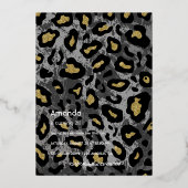 Black Leopard Fashion Birthday Party Folieneinladung (Rückseite)