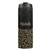 Black Leopard Glitzer personalisieren Thermosbecher (Vorderseite)