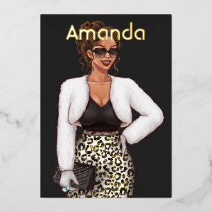 Black Leopard Mode Birthday Party Foil Invitati Folieneinladung