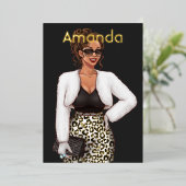 Black Leopard Mode Birthday Party Foil Invitati Folieneinladung (Stehend vorne)