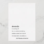 Black Leopard Mode Birthday Party Foil Invitati Folieneinladung (Rückseite)