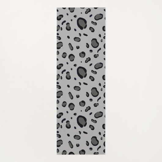 Black Leopard Pattern On Grey Yogamatte (Rückseite)