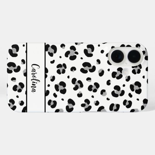 Black Leopard Personalisiert Modern iPhone Case (Rückseite (Horizontal))