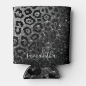 Black Leopard Print und Glitzer Dosenkühler (Vorderseite)