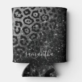 Black Leopard Print und Glitzer Dosenkühler (Rückseite)