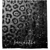 Black Leopard Print und Glitzer Duschvorhang (Vorderseite)