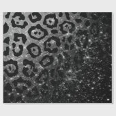 Black Leopard Print und Glitzer Geschenkpapier (Flach)