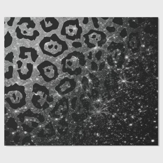 Black Leopard Print und Glitzer Geschenkpapier (Flach)