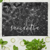 Black Leopard Print und Glitzer Geschirrtuch (Gefaltet)