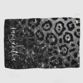 Black Leopard Print und Glitzer Golfhandtuch (Horizontal)
