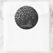 Black Leopard Print und Glitzer Runder Aufkleber (Tasche)