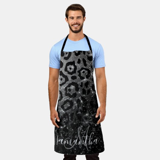 Black Leopard Print und Glitzer Schürze (Getragen)