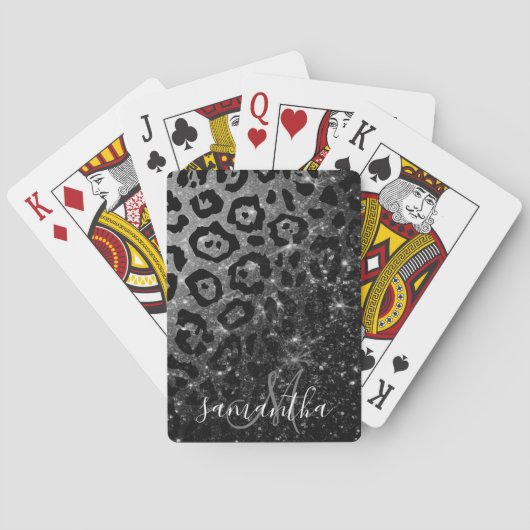 Black Leopard Print und Glitzer Spielkarten (Rückseite)