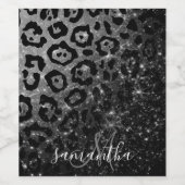 Black Leopard Print und Glitzer Weinetikett (Einzelnes Label)