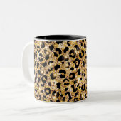 Black Leopard Print Zweifarbige Tasse (Vorderseite Links)