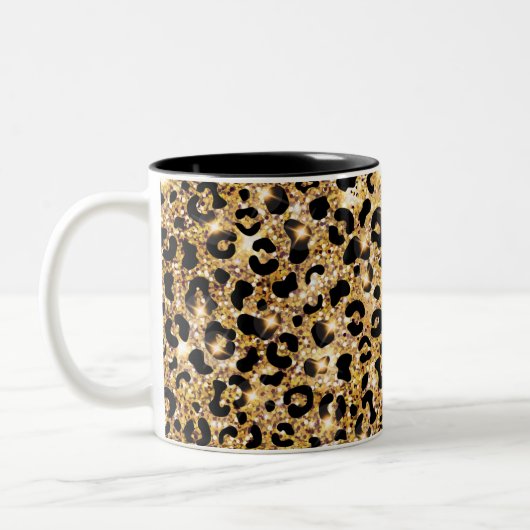 Black Leopard Print Zweifarbige Tasse (Links)