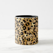 Black Leopard Print Zweifarbige Tasse (Mittel)