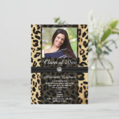 Black Leopard Ribbon Foto Abschluss Einladung (Stehend Vorderseite)