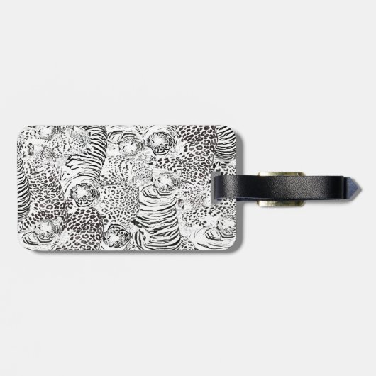 Black Leopard Tiger Animals Pattern Gepäckanhänger (Rückseite horizontal)