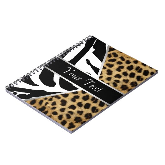Black Leopard Zebra Spiral Notebook Notizblock (Linke Seite)