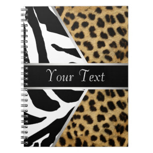 Black Leopard Zebra Spiral Notebook Notizblock