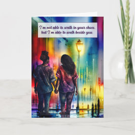 Black Lesbian Couple Walk neben You Gay Rainbow Karte