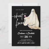 Black Let's Get Sheet Faced Funny Halloween Einladung (Vorderseite)