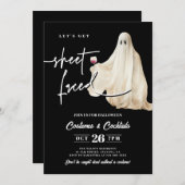 Black Let's Get Sheet Faced Funny Halloween Einladung (Vorne/Hinten)
