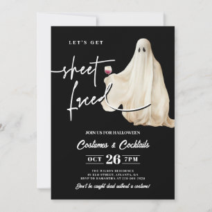 Black Let's Get Sheet Faced Funny Halloween Einladung