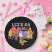 Black Let's Go Ghouls Fall Pumpkin Halloween Pappteller (Party)